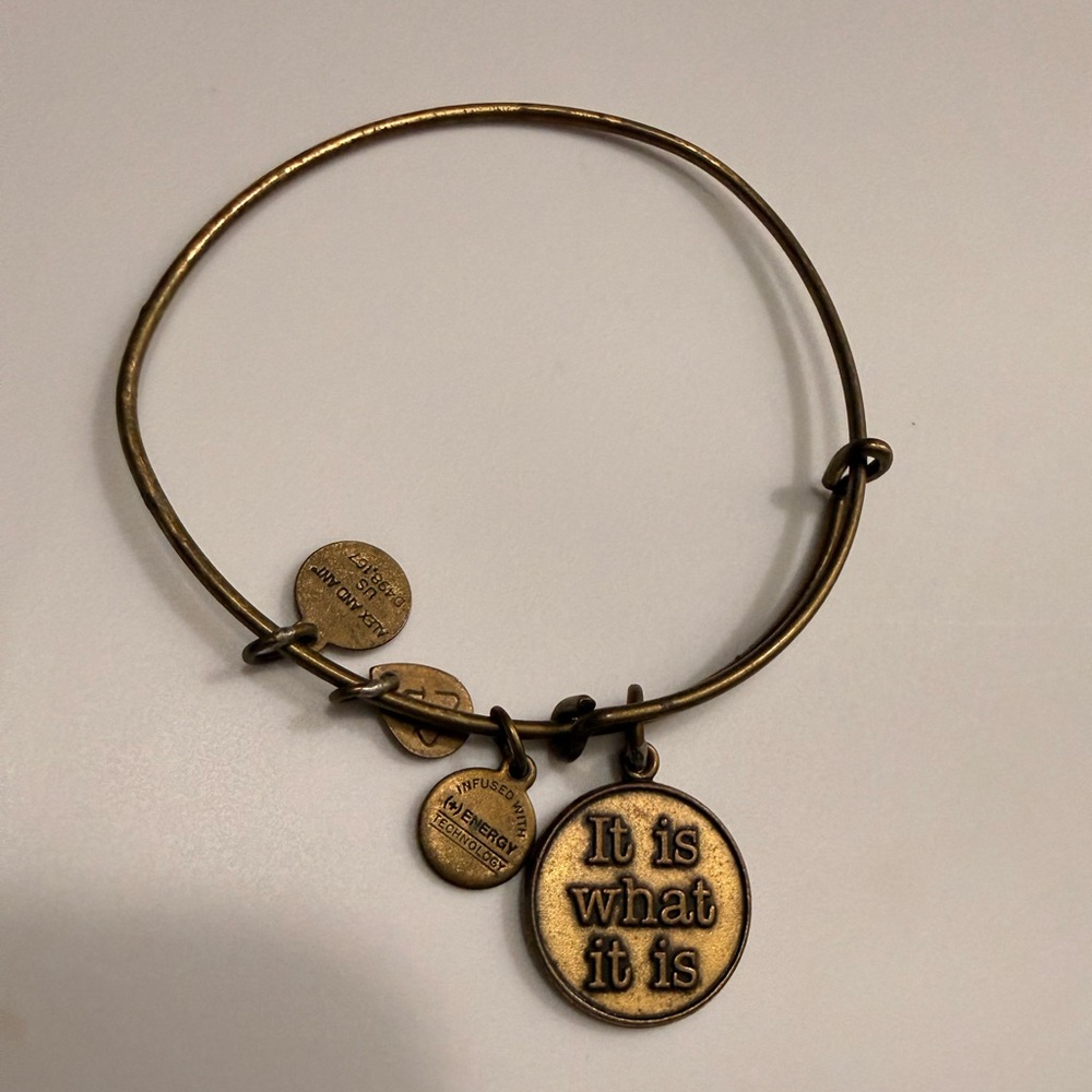 Alex and Ani “It is What it Is” Gold Bangle Bracelet with Charms